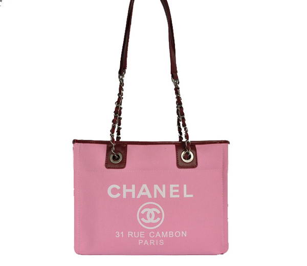 Replica Chanel Small Canvas Tote Shopping Bag A66939 Peach On Sale